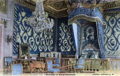 Chateau de Fontainebleau: क्वीन मैरी एंटोनेट (1755-1793) का बेडरूम - 19वीं-20वीं सदी के अंत में पोस्टकार्ड द्वारा अज्ञात कलाकार