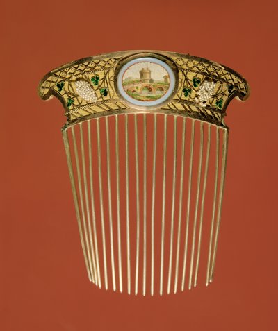 कंघी, पेरिस 1788-1805 (सोना, चांदी, मोती, मीनाकारी और पच्चीकारी) द्वारा अज्ञात