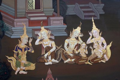 बुद्धपदीपा मंदिर, विंबलडन, ग्रांडे-ब्रेटगेन के उपोस्थ (तीर्थ हॉल) में एक भित्ति चित्र का विवरण द्वारा अज्ञात