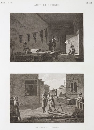 डाई और रंगद्रव्य उद्योग डाई वर्क्स और रस्सी बनाना, मिस्र, c 1798 c द्वारा अज्ञात