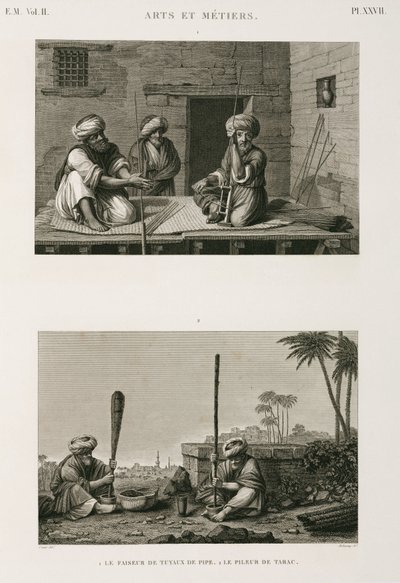 फैब्रिकेशन, अन्य पाइप स्टेम मेकर और तंबाकू पाउंडर्स, मिस्र, c 1798 द्वारा अज्ञात