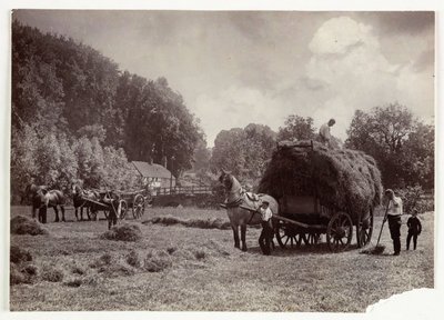 खेती के दृश्य, कटाई और भंडारण, 1900 से पूर्व घास काटना, सी 1890 द्वारा अज्ञात