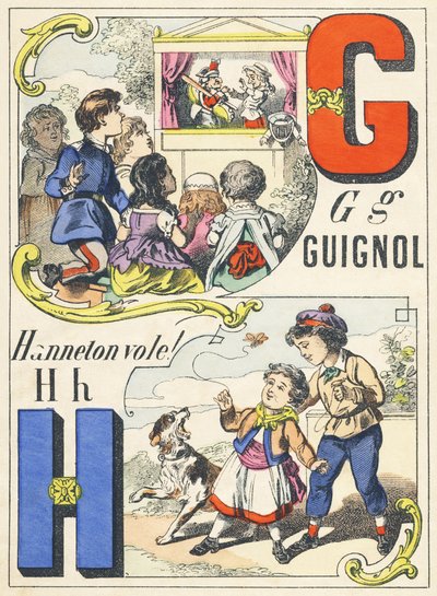 GH: Guignol, हैनेटन ने चुरा लिया! - खेल वर्णमाला, c.1890 (चित्रण) द्वारा अज्ञात