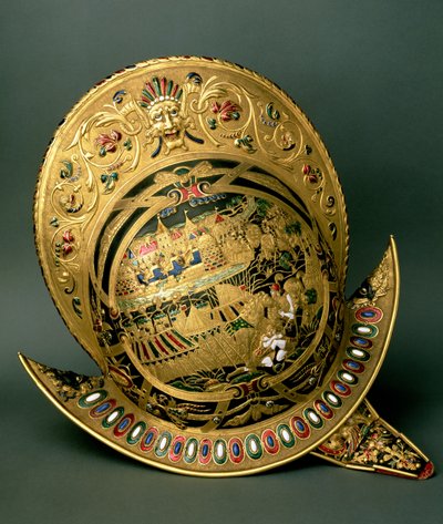 चार्ल्स IX (1550-74) 16वीं सदी का हेलमेट (सोना और मीनाकारी) द्वारा अज्ञात