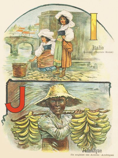 आईजे: इटली, जमैका - दो दुनियाओं की एबीसी। एमिल गुएरिन, प्रकाशक, पेरिस, 1900 के आसपास। आयाम: 27.5 x 21.5 सेमी द्वारा अज्ञात