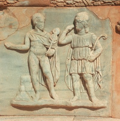 लीबिया, ऐतिहासिक त्रिपोलिटानिया, प्राचीन सबराथा, रंगमंच, राहत का विवरण द्वारा अज्ञात कलाकार