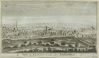 लिचफील्ड - साउथ वेस्ट व्यू: एनग्रेविंग, एनडी [सी 1780-85] द्वारा अज्ञात