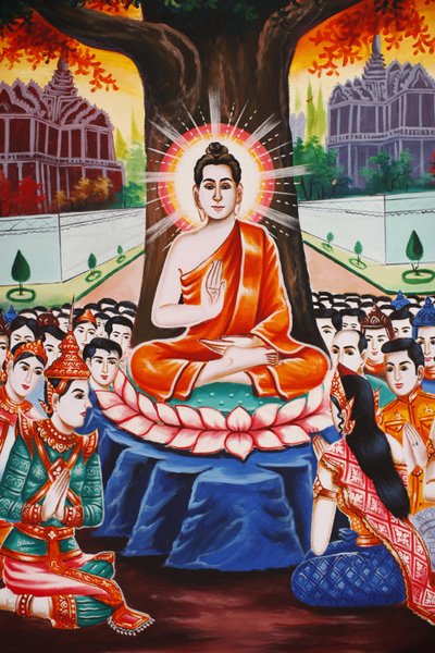 बुद्ध का जीवन प्रत्येक शाम लोगों को सिखाते हुए, सिएम रीप, कंबोडिया द्वारा अज्ञात