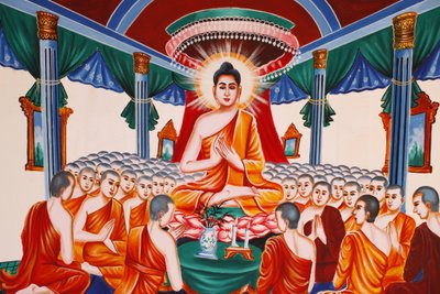 विधानसभा अरहंतों को निर्देश देते हुए बुद्ध का जीवन, सिएम रीप, कंबोडिया द्वारा अज्ञात