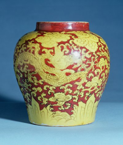 मिंग लाल और पीला बेलस्टर जार (चिया चिंग मार्क) (1522-66) द्वारा अज्ञात