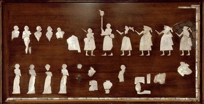 पैनल "मारी के मानक" के रूप में जाना जाता है, प्रारंभिक राजवंश काल, c.2500 ईसा पूर्व (खोल, चूना पत्थर और कोलतार) द्वारा अज्ञात