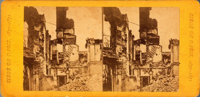 पेरिस घेराबंदी (1871): 20/09/1870 और 28/01/1871 के बीच प्रशिया द्वारा शहर की घेराबंदी के दौरान शहर का दृश्य। क्यूवी की तस्वीर। कार्डबोर्ड डिम पर प्रिंट करें। 17x6,9 सेमी द्वारा अज्ञात