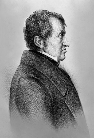 आंद्रे-मैरी एम्पीयर (1775-1836) का पोर्ट्रेट, फ्रांसीसी भौतिक विज्ञानी, गणितज्ञ, और शास्त्रीय विद्युत चुंबकत्व के विज्ञान के संस्थापकों में से एक द्वारा अज्ञात कलाकार