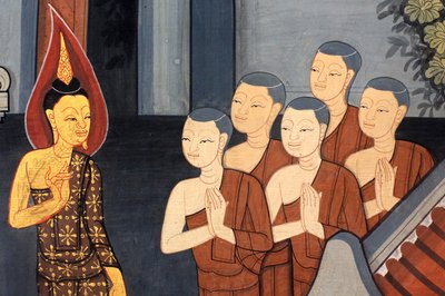 राजकुमार राम। राजा राम III के युग से रामकियन को दर्शाते हुए विहार की भीतरी दीवारों पर भित्ति विवरण। वाट फो - वाट फ्रा चेट्टुफॉन। 1788. बैंकॉक। थाईलैंड द्वारा अज्ञात