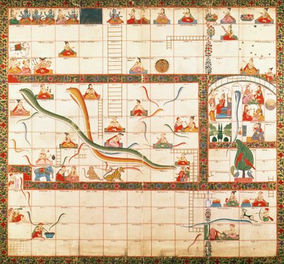 सांप और सीढ़ी - स्वर्ग या नरक का मार्ग, १८वीं शताब्दी के मध्य में द्वारा अज्ञात