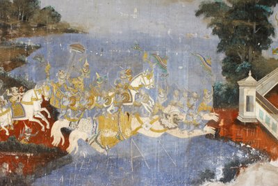 सिल्वर पैगोडा इस भित्ति चित्र में रेमकर के दृश्यों को दर्शाया गया है जो कि कंबोडियन या खमेर है, जो क्लासिक हिंदू कविता रामायण, नोम पेन्ह, कंबोडिया का संस्करण है। द्वारा अज्ञात