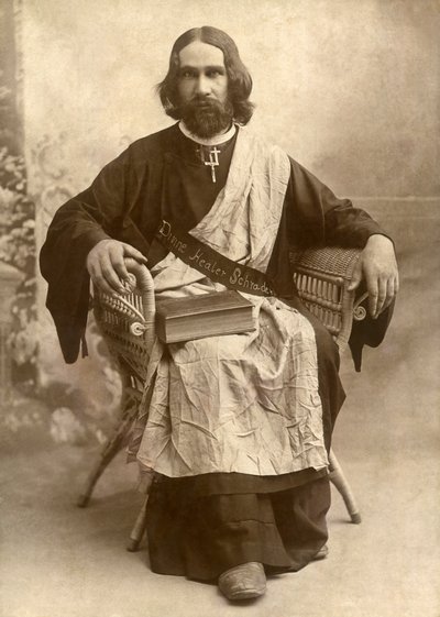 द डिवाइन हीलर श्रेडर, टेम्पल, टेक्सास, c.1888 (b/w फोटो) द्वारा अज्ञात