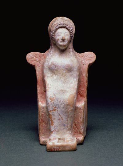 देवी एथेना, ग्रीक, c.490 ईसा पूर्व (टेराकोटा और वर्णक) द्वारा अज्ञात