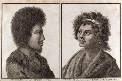 राजा और ताहिती की एक प्रमुख महिला, c 1773 द्वारा अज्ञात
