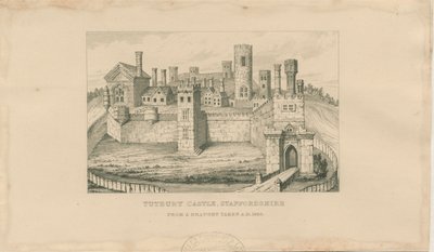 टुटबरी कैसल: स्टील उत्कीर्णन, 1620 द्वारा अज्ञात