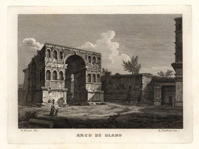 आर्क ऑफ जानूस, आर्को डि जियानो, रोम के खंडहरों का दृश्य द्वारा अज्ञात