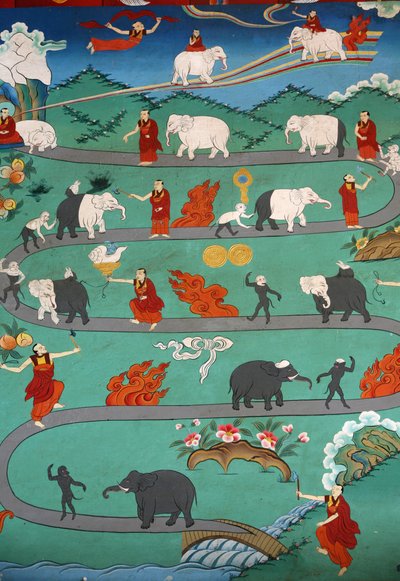 कोपन मठ, काठमांडू, नेपाल में सफेद हाथी की कहानी द्वारा अज्ञात