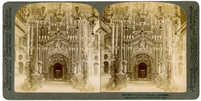 चर्च ऑफ द होली सीपुलचर, यरुशलम, फिलिस्तीन, 1897। द्वारा अंडरवुड और अंडरवुड