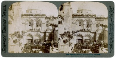 चर्च ऑफ द होली सीपुलचर, यरुशलम, फिलिस्तीन, 1897। द्वारा अंडरवुड और अंडरवुड