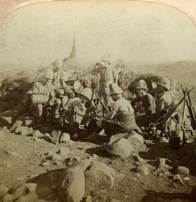 सिग्नल हिल, ग्रासलैंड, साउथ अफ्रीका, बोअर वार, 1899-1902 पर गॉर्डन हाईलैंड सिग्नल। द्वारा अंडरवुड और अंडरवुड