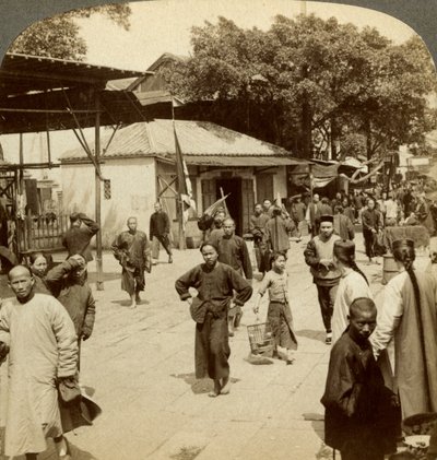 स्ट्रीट दृश्य, कैंटन, चीन। द्वारा अंडरवुड और अंडरवुड