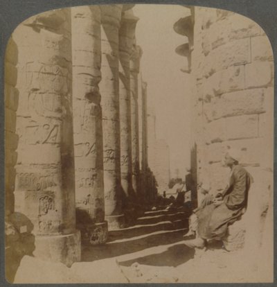 मिस्र के करबाक मंदिर, 1897 में महान हाइपोस्टाइल हॉल का प्रसिद्ध उपनिवेश। द्वारा अंडरवुड और अंडरवुड