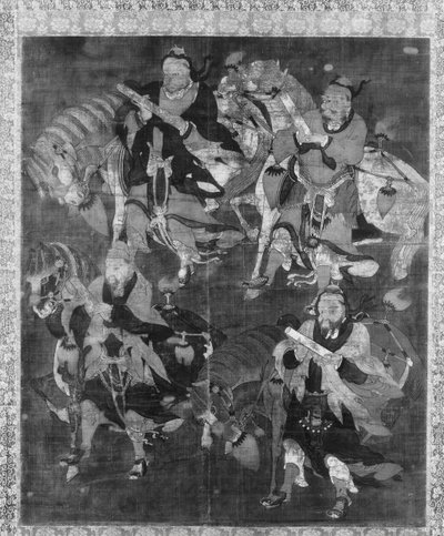 घोड़ों के साथ चार देवता। द्वारा अज्ञात।