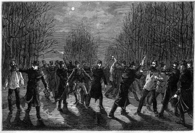 1883 में पेरिस के Bois de Boulogne में अपराधियों को पीटा गया द्वारा अज्ञात कलाकार