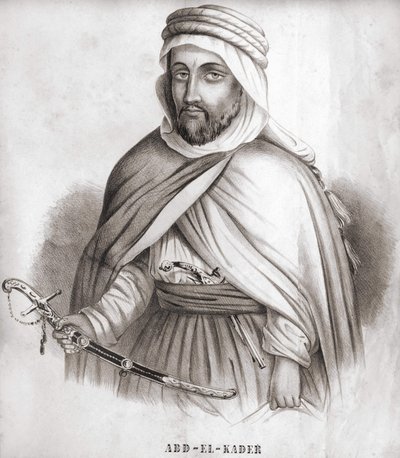 अब्द अल कादर (अब्द अल-कादर) (1807 - 1883), अल्जीरिया के अरब अमीर। द्वारा अज्ञात कलाकार