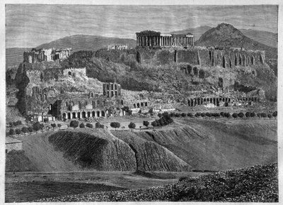 एथेंस का एक्रोपोलिस 1881- 1881 में एथीन का एक्रोपोलिस - उत्कीर्णन - द्वारा अज्ञात कलाकार