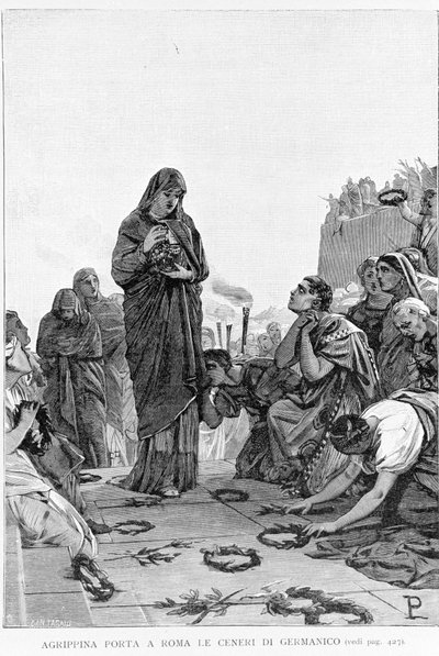 एग्रीपाइन द एल्डर (14 ईसा पूर्व - 33) अपने पति जर्मेनिकस की राख को रोम में लाता है ताकि उसकी मृत्यु के लिए तिबेरियस से न्याय मांगा जा सके। द्वारा अज्ञात कलाकार