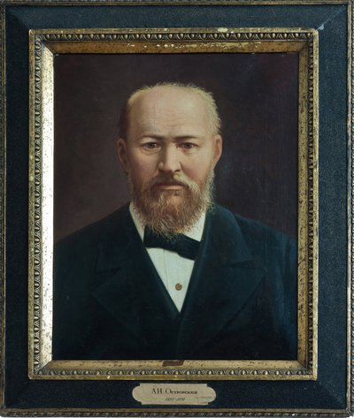 अलेक्जेंड्रे ओस्ट्रोवस्की - नाटककार अलेक्जेंडर एन ओस्ट्रोव्स्की (1823-1886), बेनामी का पोर्ट्रेट। कैनवास पर तेल, 19वीं सदी का दूसरा भाग, ए. ओस्ट्रोव्स्की का राज्य संग्रहालय, शेलीकोवो द्वारा अज्ञात कलाकार