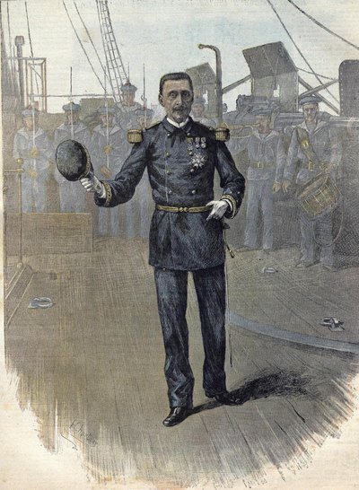 अल्फ्रेड अल्बर्ट गेरवाइस (1837 - 1921), फ्रांसीसी एडमिरल, 1892 में समुद्री स्टाफ के प्रमुख। 1892 से उत्कीर्णन। द्वारा अज्ञात कलाकार