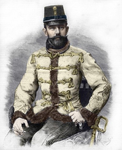 हैब्सबर्ग के आर्कड्यूक रोडोल्फ (1858-1889), ऑस्ट्रिया के क्राउन प्रिंस। 1889 की नक्काशी। द्वारा अज्ञात कलाकार