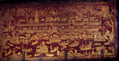 नानजिंग (नानजिंग या नामक्विन), चीन में पुर्तगालियों का आगमन। लाल और सोने के रंग से ढका बॉक्स कवर। सत्रवहीं शताब्दी। पोर्टो, राष्ट्रीय संग्रहालय द्वारा अज्ञात कलाकार