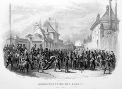 रूएन में बैरिकेड सेंट जूलियन, अप्रैल 1848 - "फास्टेस डी गार्डेस नेशनलेस डी फ्रांस" में द्वारा अज्ञात कलाकार