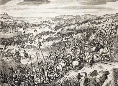 Gembloux की लड़ाई (1578) (Gembloux की लड़ाई) नीदरलैंड के सत्रह प्रांतों में से 16 की सेना के खिलाफ स्पेनिश सेना - Famiano Strada द्वारा "Histoire De La Guerre Des Paisles-Bas" में उत्कीर्णन (1572-1649) द्वारा अज्ञात कलाकार