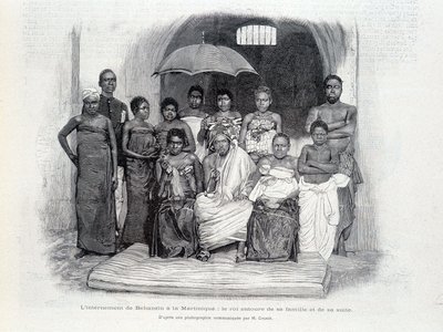 मार्टिनिक में बेहानज़िन की नजरबंदी: राजा अपने परिवार और उसके सुइट से घिरा हुआ था द्वारा अज्ञात कलाकार