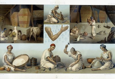बेरबर्स कबाइल्स: एक घर का इंटीरियर कबाइल - उद्योग - टैटू - "" ले कॉस्ट्यूम हिस्टोरिक "" में रैसिनेट द्वारा द्वारा अज्ञात कलाकार