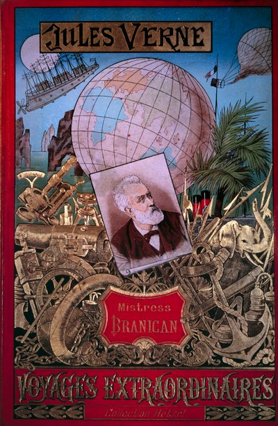 जूल्स वर्ने (1828-1905) द्वारा पुस्तक कवर "" मिस्ट्रेस ब्रैनिकन "" संग्रह में "" वॉयेज एक्स्ट्राऑर्डिनेयर """ 19 वीं शताब्दी पेरिस, बीएन द्वारा अज्ञात कलाकार