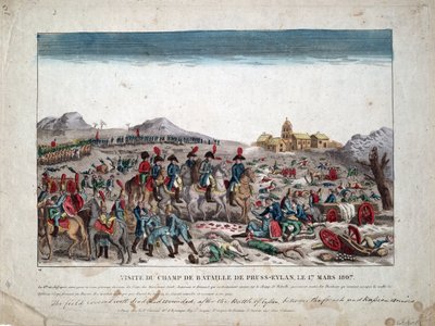 प्रशिया और पोलैंड का अभियान (1806-1807) "" नेपोलियन प्रथम 9/02/1807 को ईलाऊ के युद्ध के मैदान पर "" - ईलाऊ के युद्धक्षेत्र पर - बेनामी - 1807 - नक़्क़ाशी, जल रंग - 33,4x44, 5 - निजी संग्रह द्वारा अज्ञात कलाकार