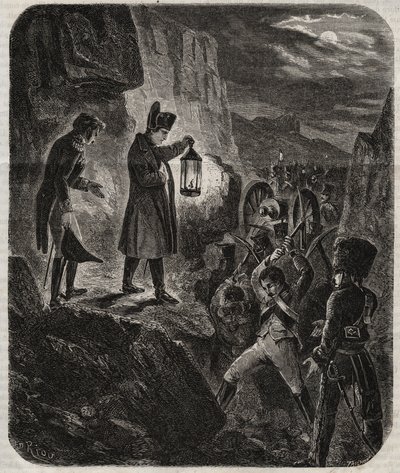 प्रशिया और पोलैंड का अभियान: सम्राट नेपोलियन I (१७६९-१८२१) इना और औएर्स्टेड की लड़ाई की पूर्व संध्या पर १४/१०/१८०५ - प्रशिया सेना के खिलाफ जेना-ऑर्स्टेड (जेना ऑरस्टेड) की लड़ाई से एक रात पहले सम्राट नेपोलियन I 14 अक्टूबर 1805 को - नापी द्वारा अज्ञात कलाकार