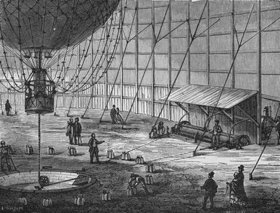 1878 में ट्यूलरीज गार्डन में हेनरी गिफर्ड द्वारा निर्मित कैप्टिव बैलून। "एल्बम डे ला साइंस" में, संस्करण जौवेट द्वारा अज्ञात कलाकार