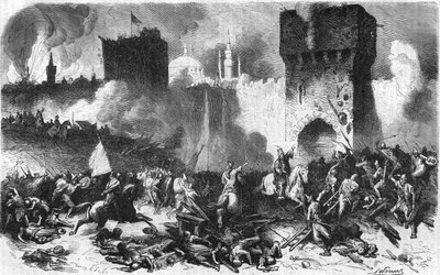 29 मई 1453 को मोहम्मद द्वितीय द्वारा कॉन्स्टेंटिनोपल पर कब्जा। द्वारा अज्ञात कलाकार