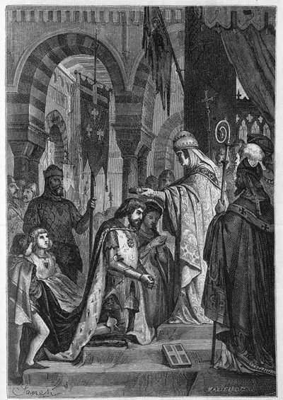 अंजु के चार्ल्स प्रथम (सिसिली के चार्ल्स प्रथम) (1226-1285) को पोप क्लेमेंट IV (v. 1195-1268) द्वारा 28/06/1265 को सिसिली साम्राज्य में निवेश किया गया था। द्वारा अज्ञात कलाकार